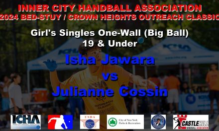 Girl’s Singles One-Wall (Big Ball) 19 & Under – Isha Jawara vs Julianne Cossin